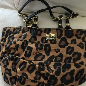 Coach Brown Leopard Print Tote Bag